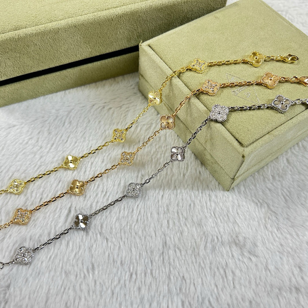 [Am jewelry]CLOVER 6 MOTIF DIAMOND LASER BRACELET