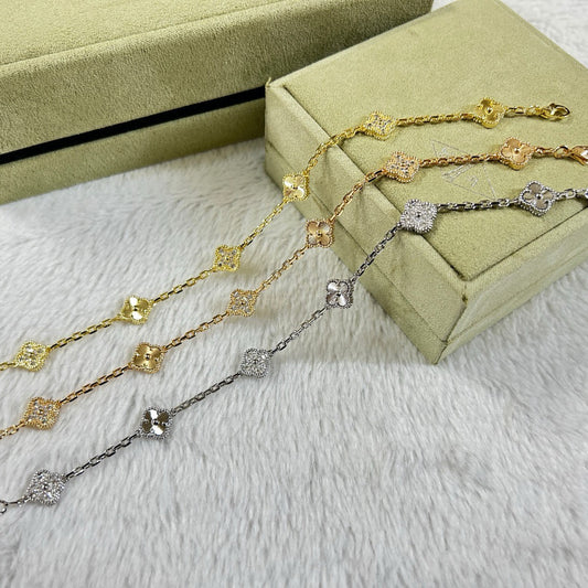 [Am jewelry]CLOVER 6 MOTIF DIAMOND LASER BRACELET