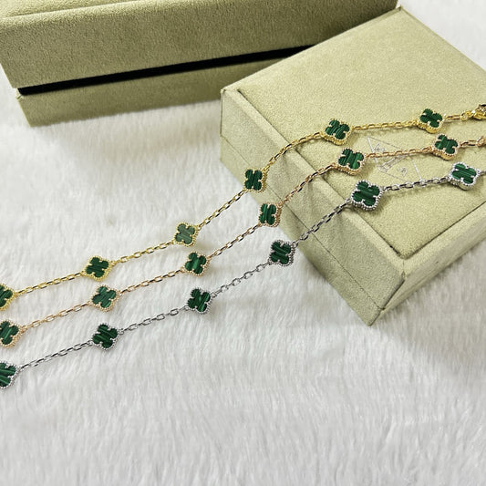 [Am jewelry]CLOVER 6 MOTIF MALACHITE BRACELET