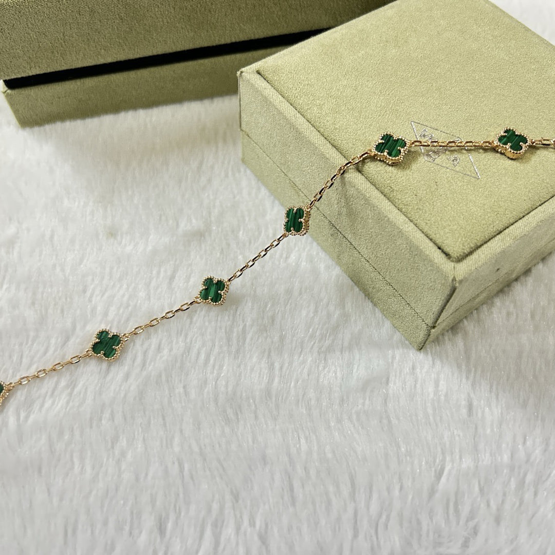 [Am jewelry]CLOVER 6 MOTIF MALACHITE BRACELET