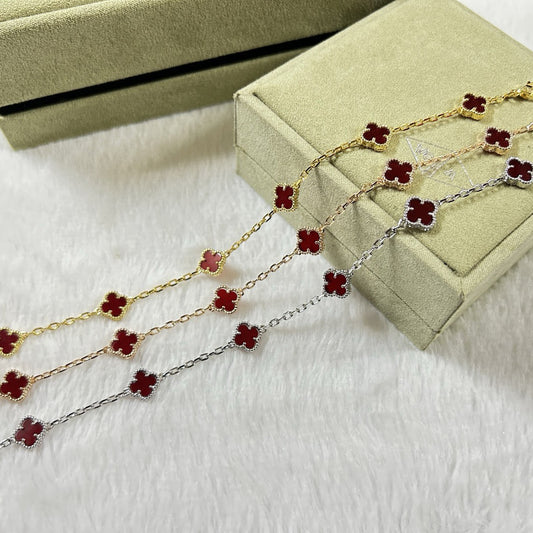 [Am jewelry]CLOVER 6 MOTIF RED AGATE BRACELET