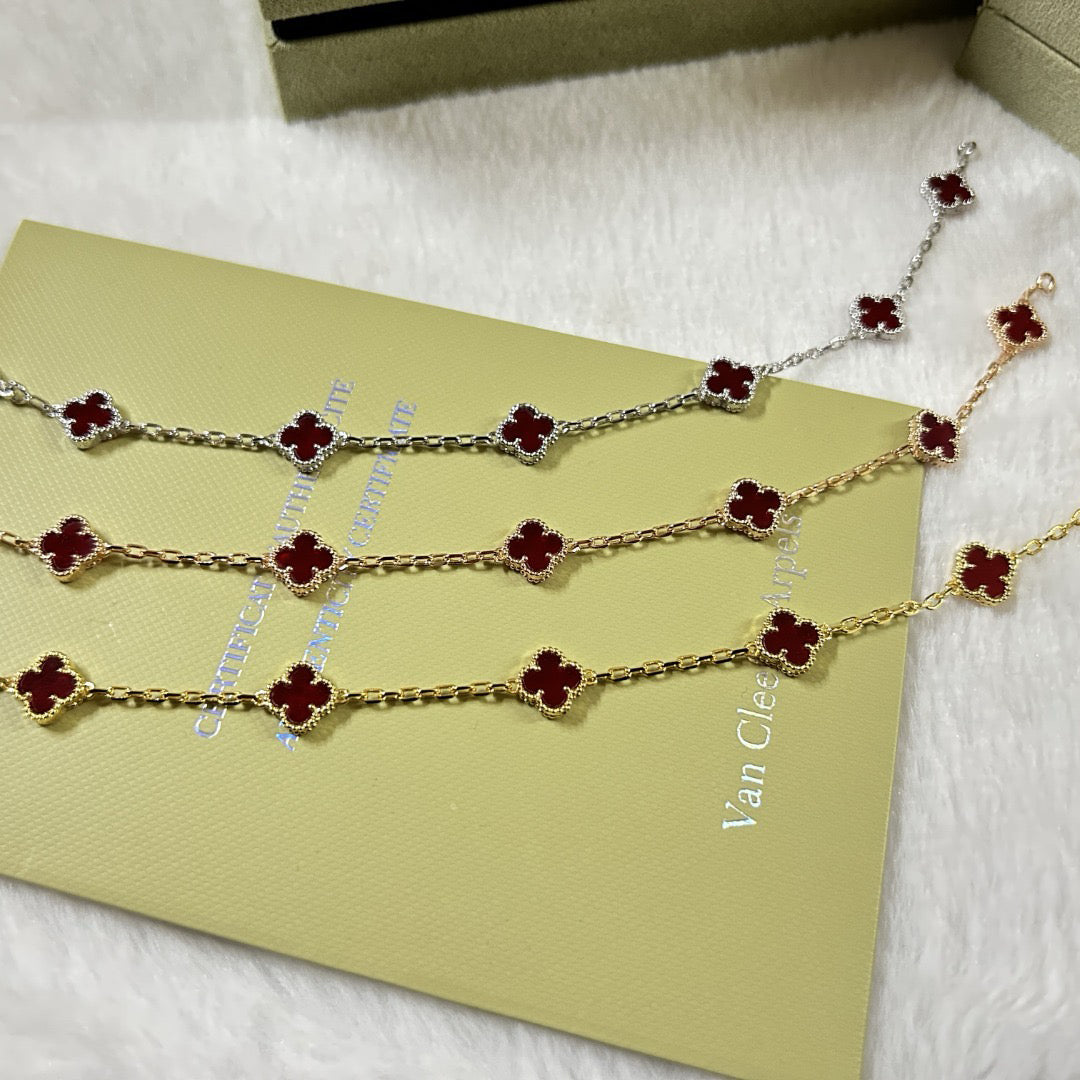 [Am jewelry]CLOVER 6 MOTIF RED AGATE BRACELET