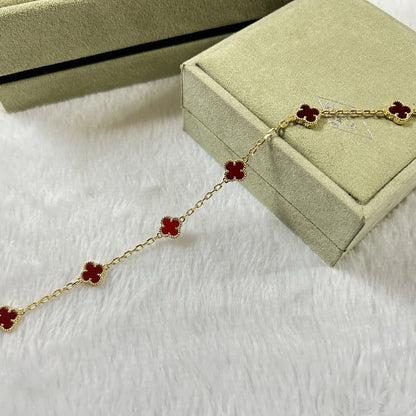 [Am jewelry]CLOVER 6 MOTIF RED AGATE BRACELET