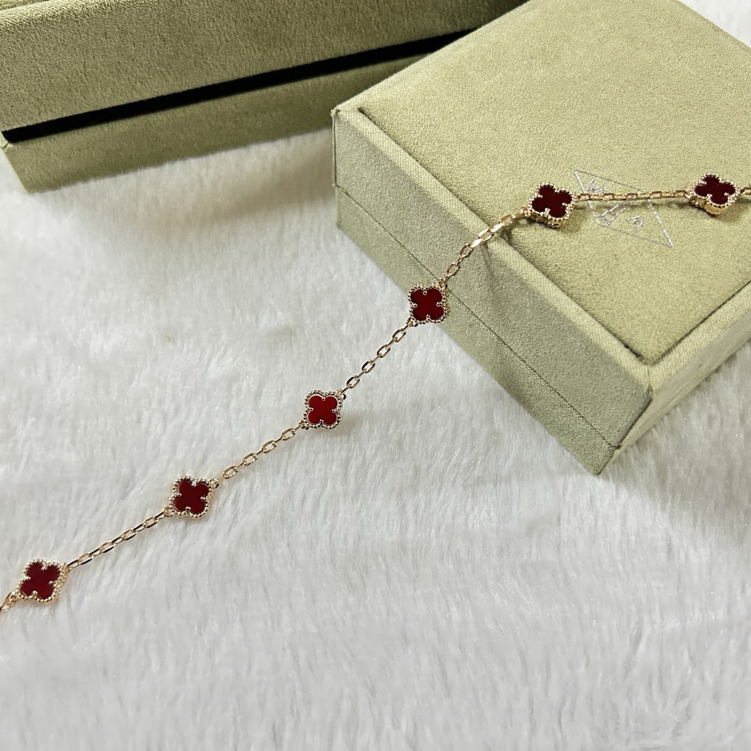 [Am jewelry]CLOVER 6 MOTIF RED AGATE BRACELET