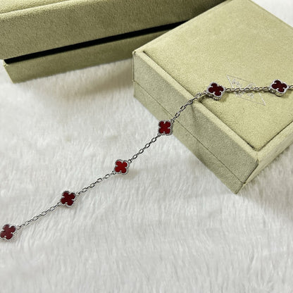 [Am jewelry]CLOVER 6 MOTIF RED AGATE BRACELET