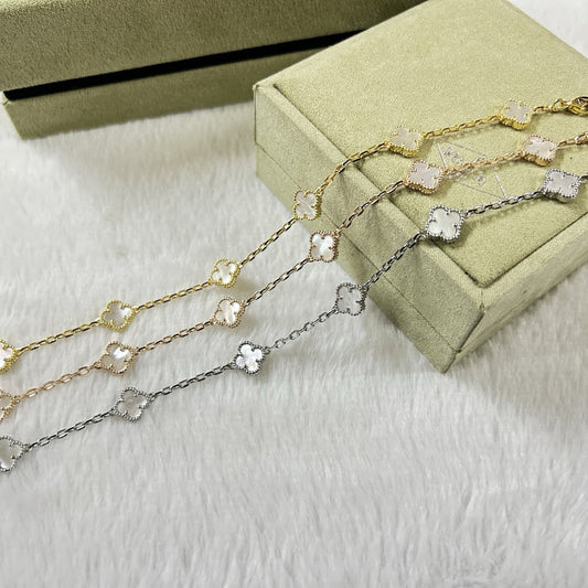 [Am jewelry]CLOVER 6 MOTIF WHITE MOP BRACELET