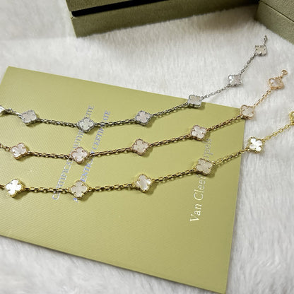 [Am jewelry]CLOVER 6 MOTIF WHITE MOP BRACELET