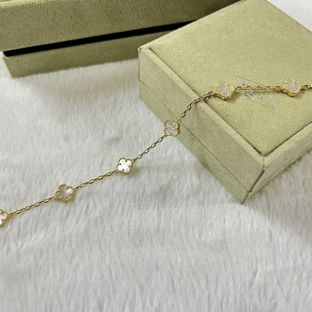 [Am jewelry]CLOVER 6 MOTIF WHITE MOP BRACELET