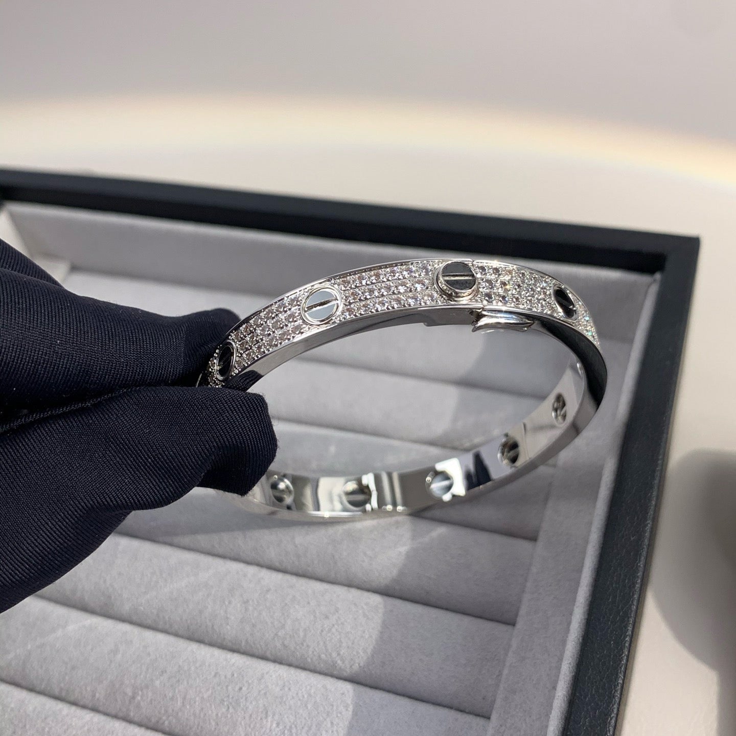 [Am jewelry]LOVE BRACELET 6.1MM DIAMOND-PAVED CERAMIC