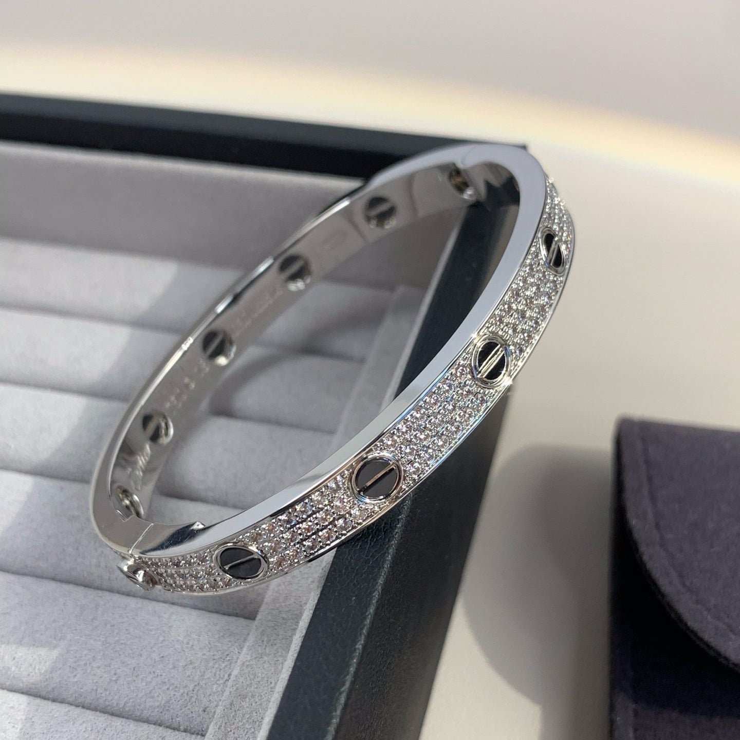 [Am jewelry]LOVE BRACELET 6.1MM DIAMOND-PAVED CERAMIC