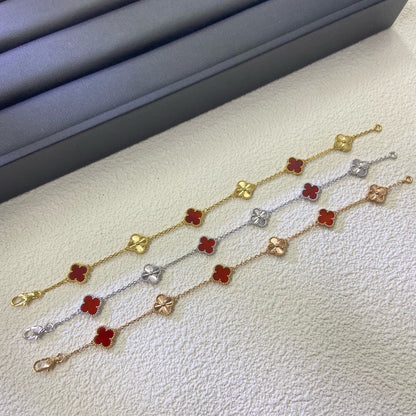 [Am jewelry]CLOVER 6 MOTIF RED AGATE LASER BRACELET
