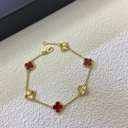 [Am jewelry]CLOVER 6 MOTIF RED AGATE LASER BRACELET