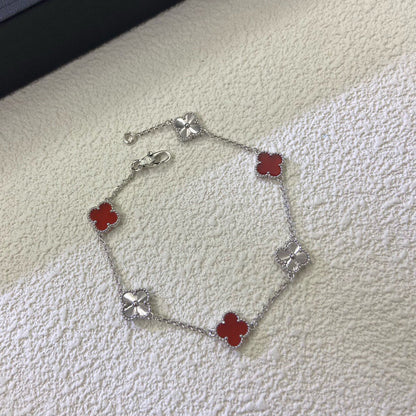 [Am jewelry]CLOVER 6 MOTIF RED AGATE LASER BRACELET