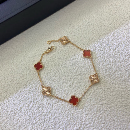 [Am jewelry]CLOVER 6 MOTIF RED AGATE LASER BRACELET