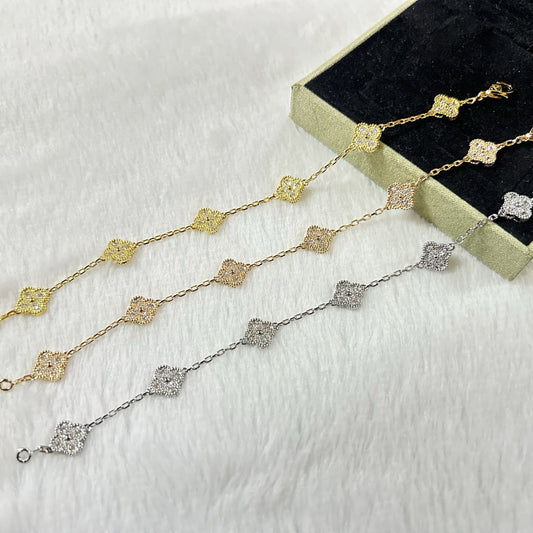 [Am jewelry]CLOVER 6 MOTIF DIAMOND BRACELET