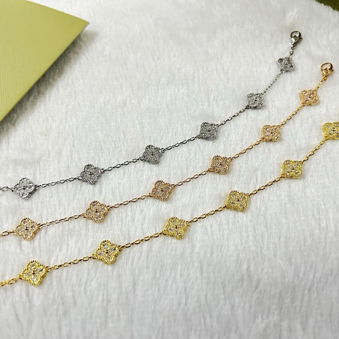 [Am jewelry]CLOVER 6 MOTIF DIAMOND BRACELET