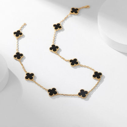 [Am jewelry]CLOVER 10 MOTIFS ONYX NECKLACE