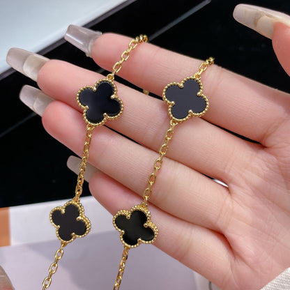 [Am jewelry]CLOVER 10 MOTIFS ONYX NECKLACE
