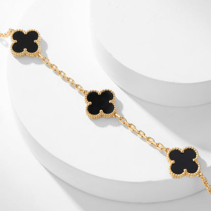 [Am jewelry]CLOVER 10 MOTIFS ONYX NECKLACE