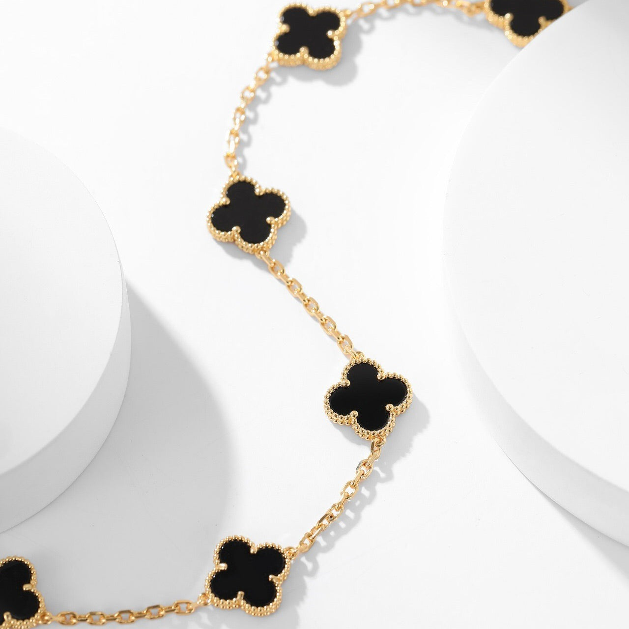 [Am jewelry]CLOVER 10 MOTIFS ONYX NECKLACE
