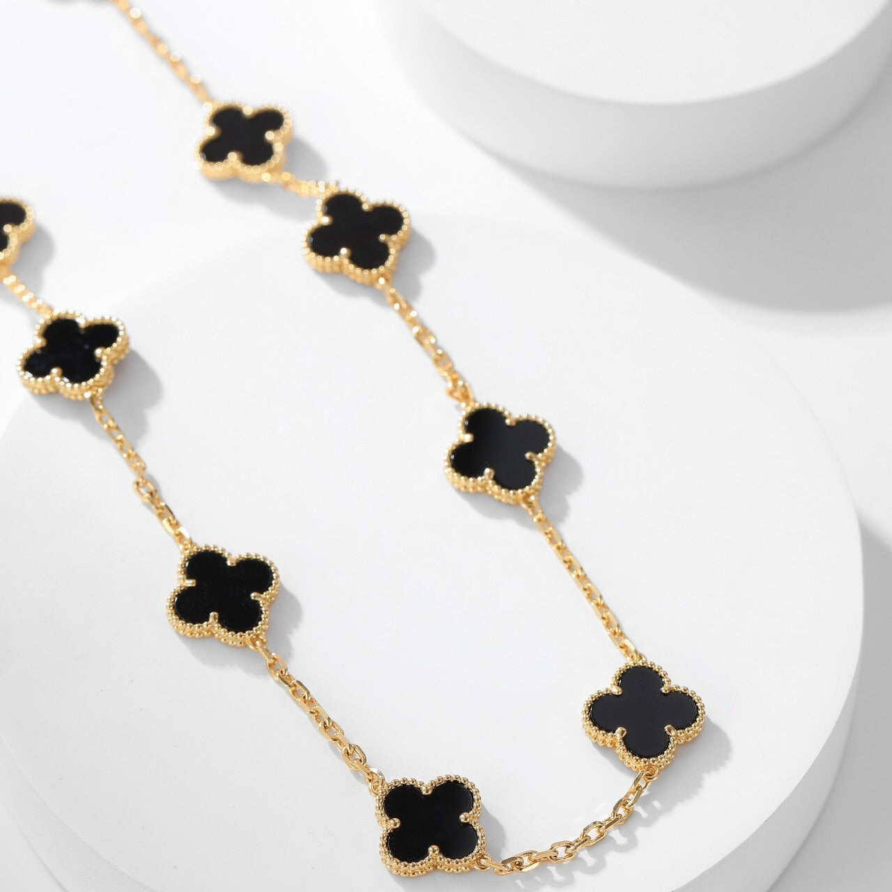 [Am jewelry]CLOVER 10 MOTIFS ONYX NECKLACE