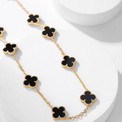[Am jewelry]CLOVER 10 MOTIFS ONYX NECKLACE