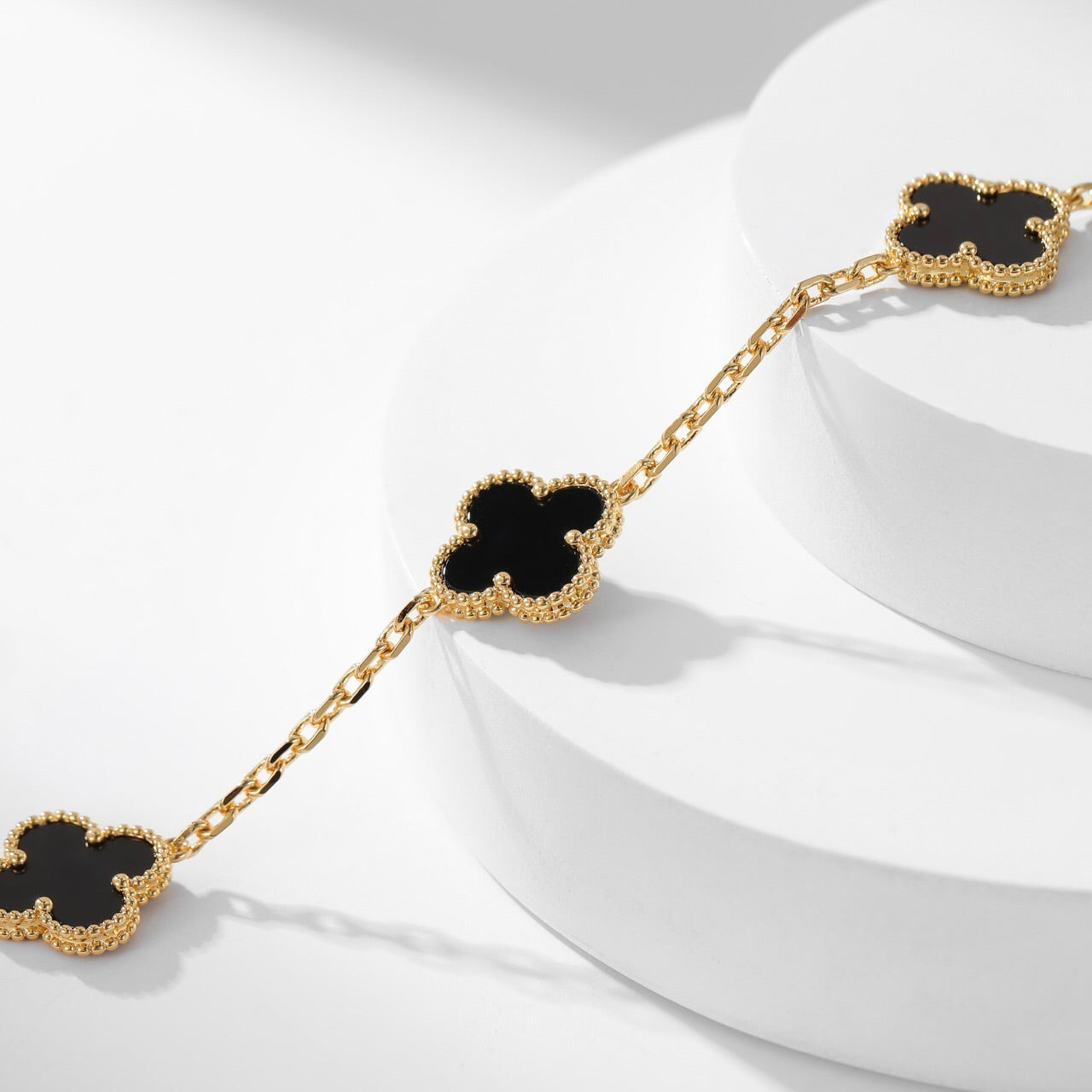 [Am jewelry]CLOVER 10 MOTIFS ONYX NECKLACE