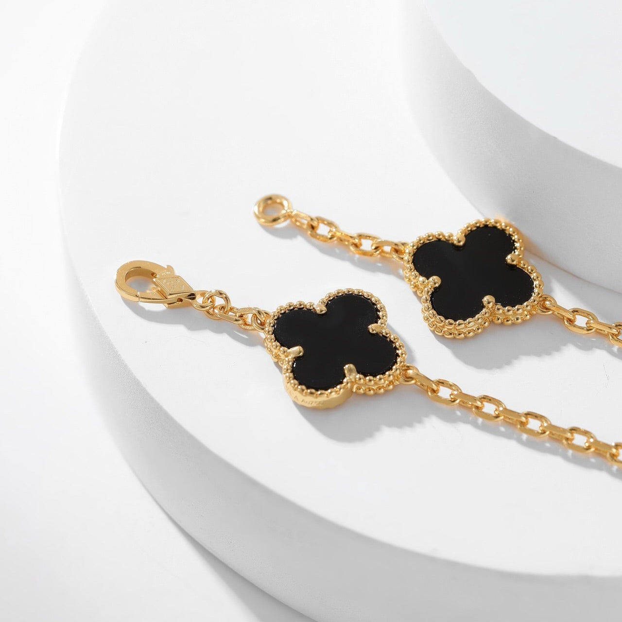 [Am jewelry]CLOVER 10 MOTIFS ONYX NECKLACE