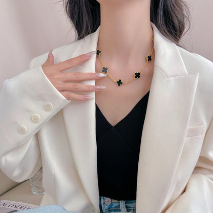 [Am jewelry]CLOVER 10 MOTIFS ONYX NECKLACE