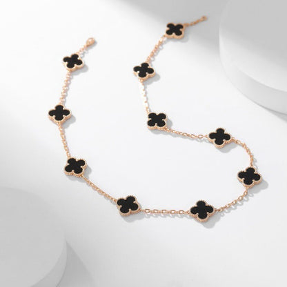 [Am jewelry]CLOVER 10 MOTIFS ONYX NECKLACE