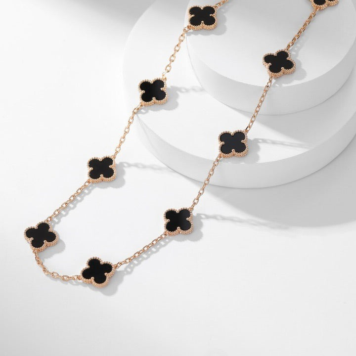 [Am jewelry]CLOVER 10 MOTIFS ONYX NECKLACE