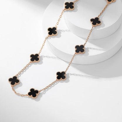 [Am jewelry]CLOVER 10 MOTIFS ONYX NECKLACE