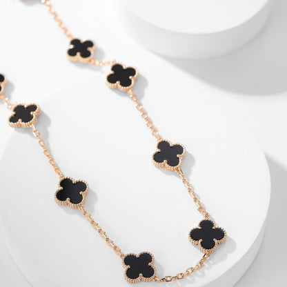 [Am jewelry]CLOVER 10 MOTIFS ONYX NECKLACE