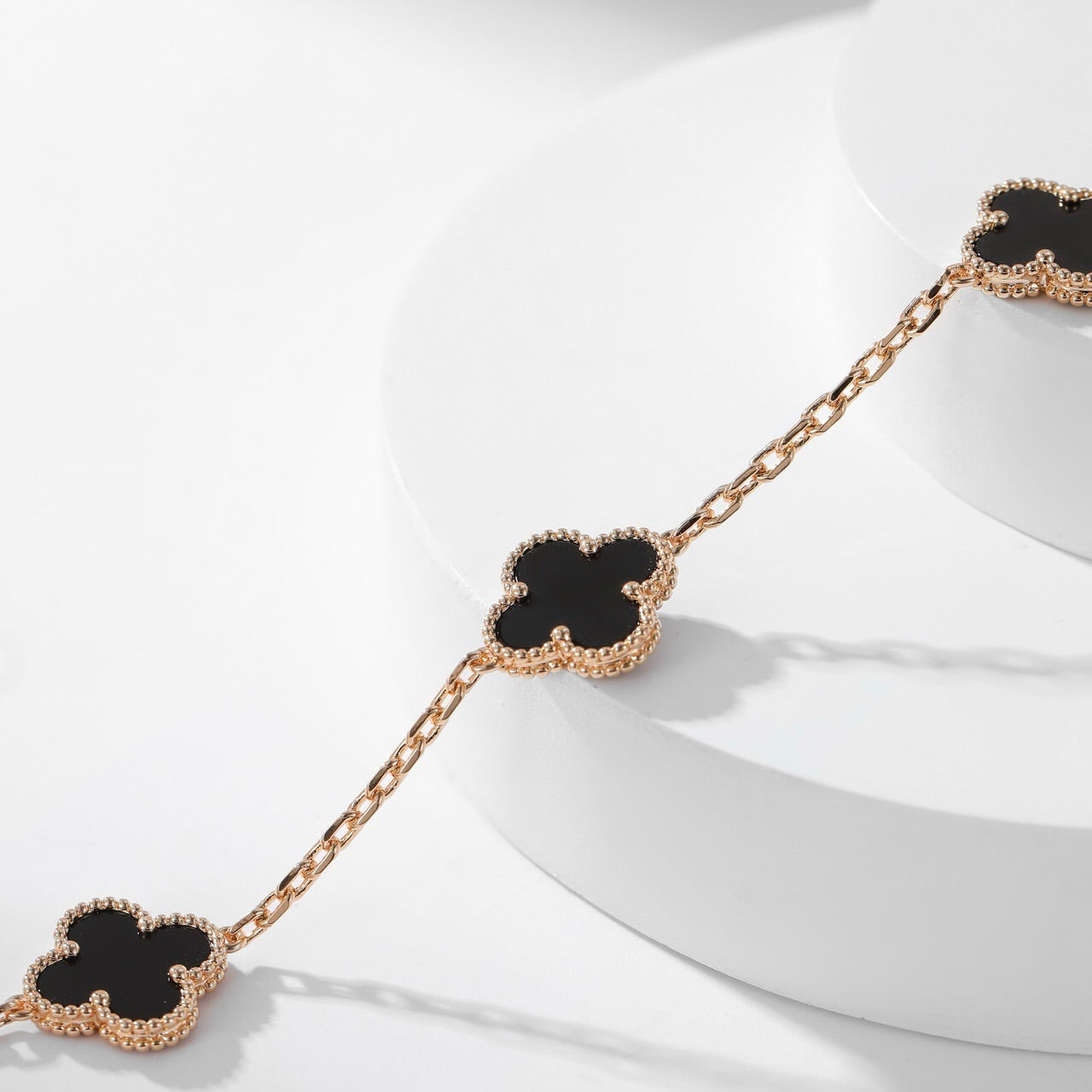 [Am jewelry]CLOVER 10 MOTIFS ONYX NECKLACE