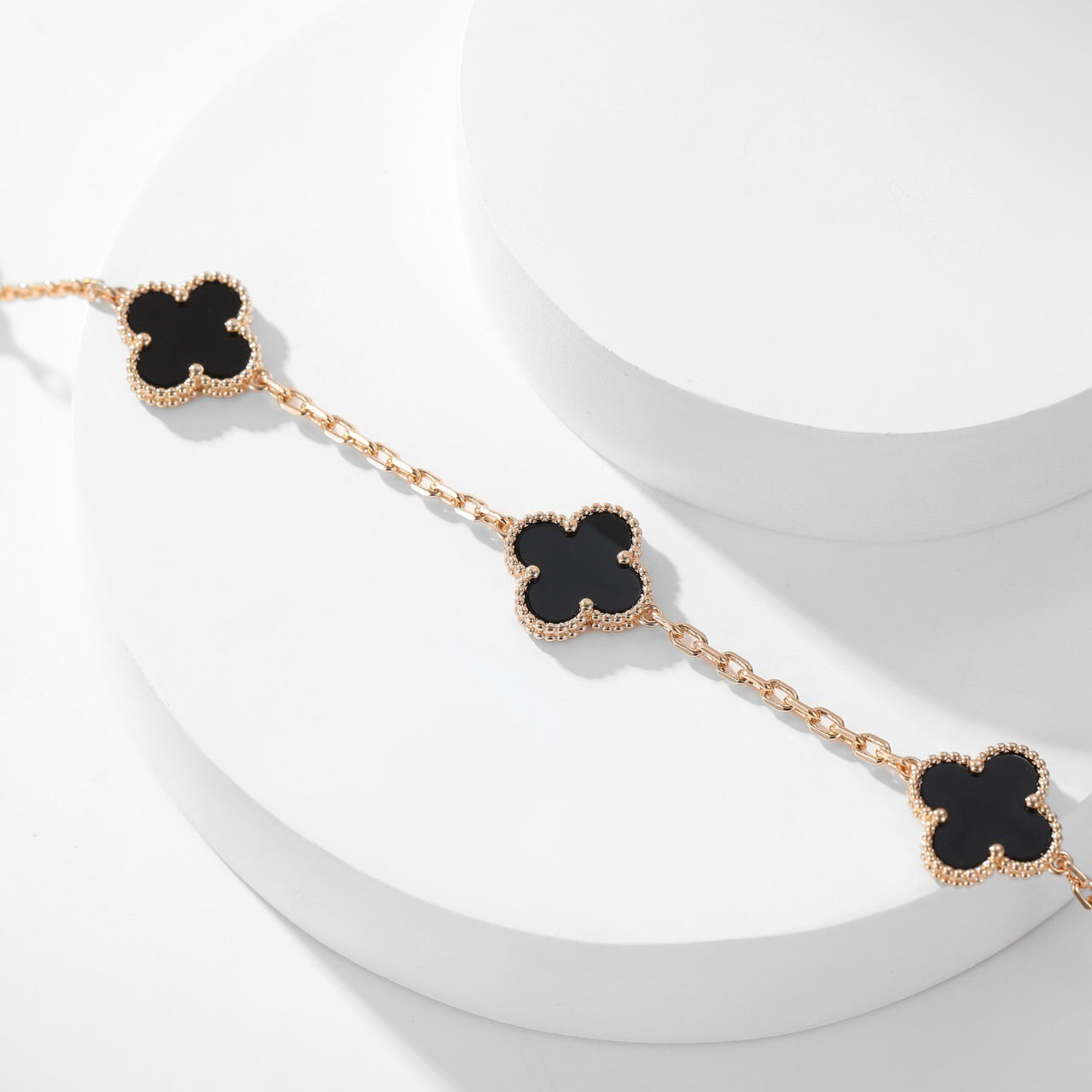 [Am jewelry]CLOVER 10 MOTIFS ONYX NECKLACE