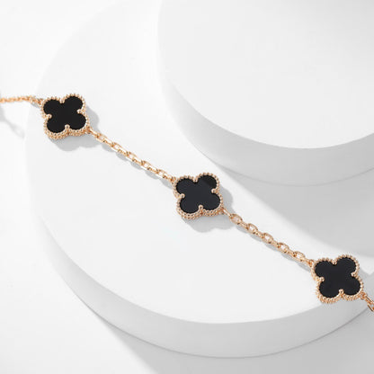 [Am jewelry]CLOVER 10 MOTIFS ONYX NECKLACE