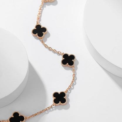 [Am jewelry]CLOVER 10 MOTIFS ONYX NECKLACE