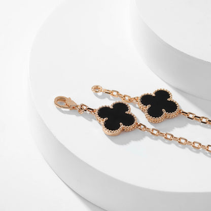 [Am jewelry]CLOVER 10 MOTIFS ONYX NECKLACE