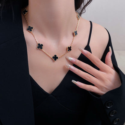 [Am jewelry]CLOVER 10 MOTIFS ONYX NECKLACE