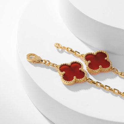 [Am jewelry]CLOVER 10 MOTIFS CARNELIAN NECKLACE