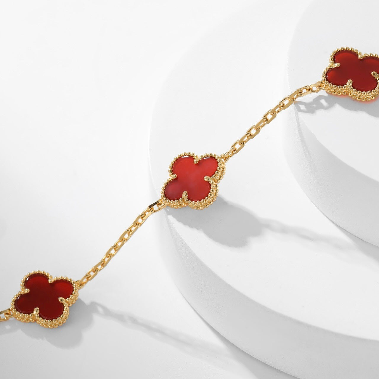 [Am jewelry]CLOVER 10 MOTIFS CARNELIAN NECKLACE