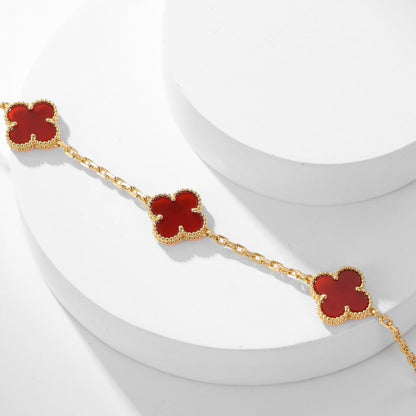 [Am jewelry]CLOVER 10 MOTIFS CARNELIAN NECKLACE