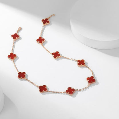 [Am jewelry]CLOVER 10 MOTIFS CARNELIAN NECKLACE