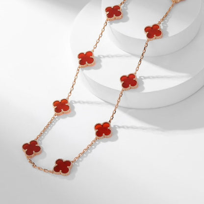[Am jewelry]CLOVER 10 MOTIFS CARNELIAN NECKLACE
