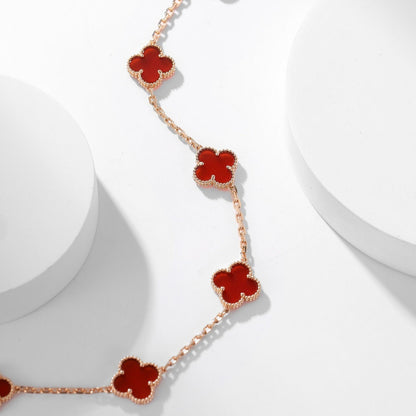 [Am jewelry]CLOVER 10 MOTIFS CARNELIAN NECKLACE