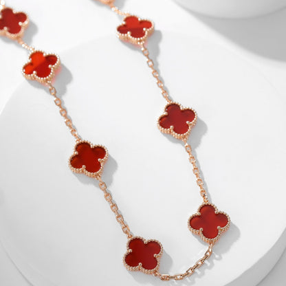 [Am jewelry]CLOVER 10 MOTIFS CARNELIAN NECKLACE