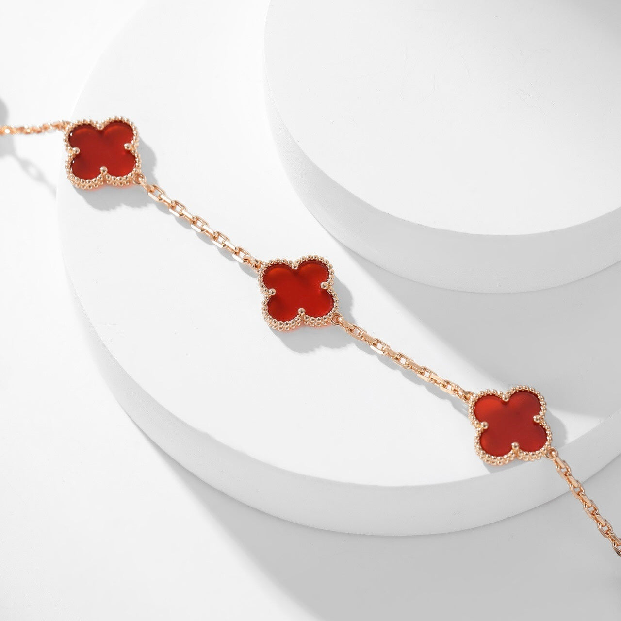 [Am jewelry]CLOVER 10 MOTIFS CARNELIAN NECKLACE