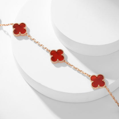 [Am jewelry]CLOVER 10 MOTIFS CARNELIAN NECKLACE