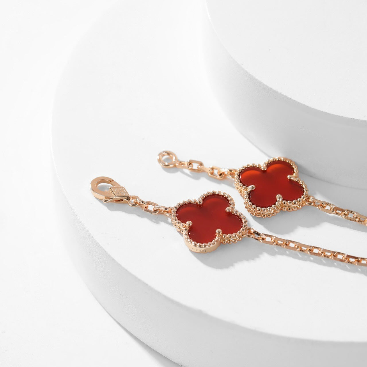 [Am jewelry]CLOVER 10 MOTIFS CARNELIAN NECKLACE
