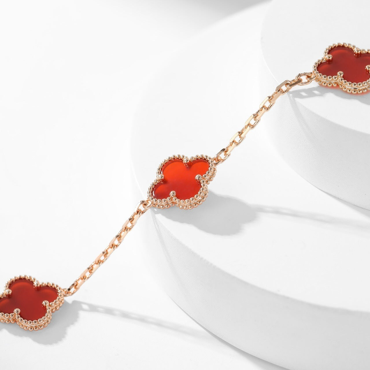 [Am jewelry]CLOVER 10 MOTIFS CARNELIAN NECKLACE
